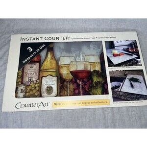 Instant Counter Tempered Glass Food Prep Board & Burner Cover Wine & Grapes